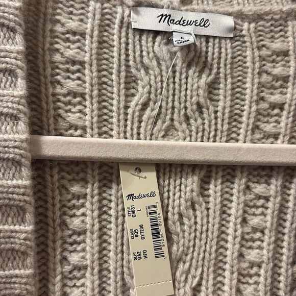 Madewell NWT chunky knit open cardigan - large - cream - fringe - pockets - Picture 2 of 7